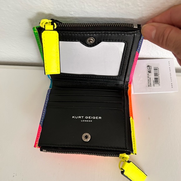 Kurt Geiger London Small  Rainbow Multi color Double zipper Wallet - Picture 6 of 13